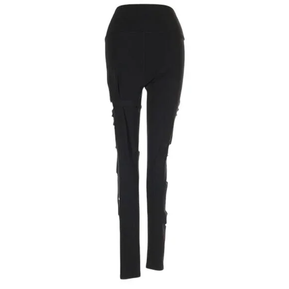 ALO Yoga Black Slashed Up High Waisted Black Athletic & Casual Leggings - Picture 5 of 11